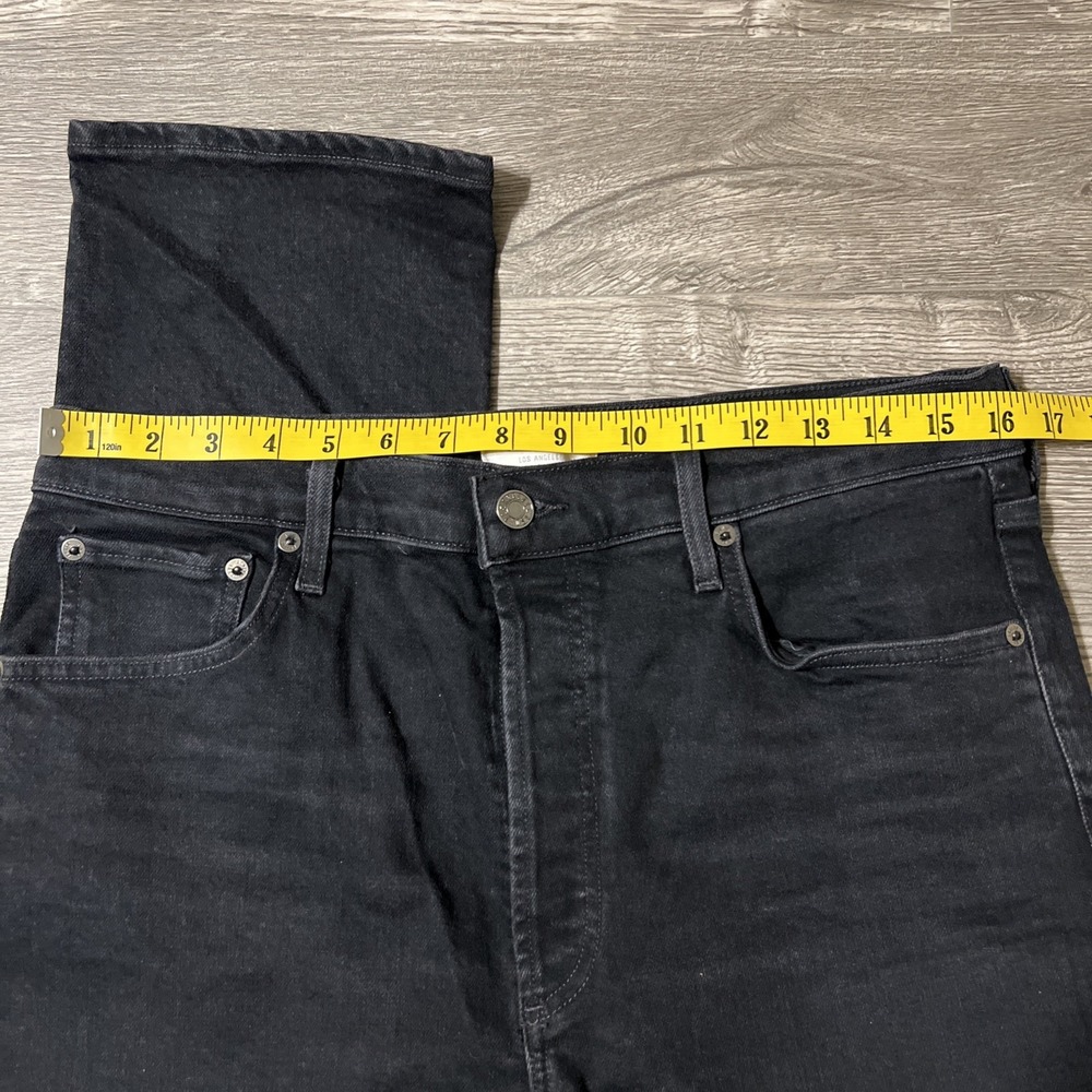 Agolde Riley Long High Rise Straight Leg Button Fly Black Jeans Size 30 (32x28) - Picture 6 of 10